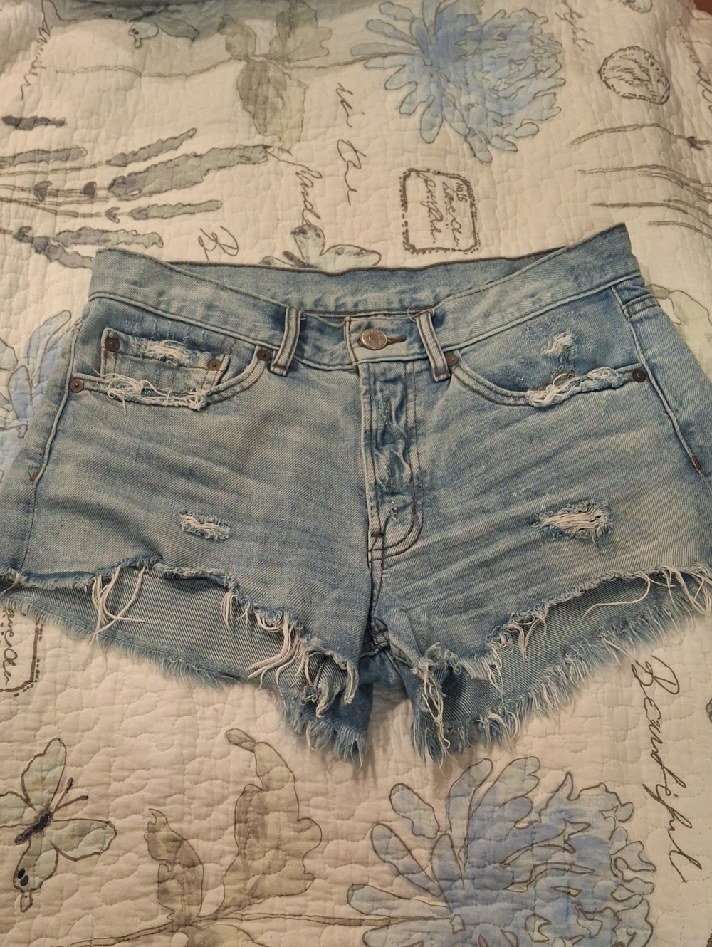 BDG Light Blue Distressed Denim Shorts